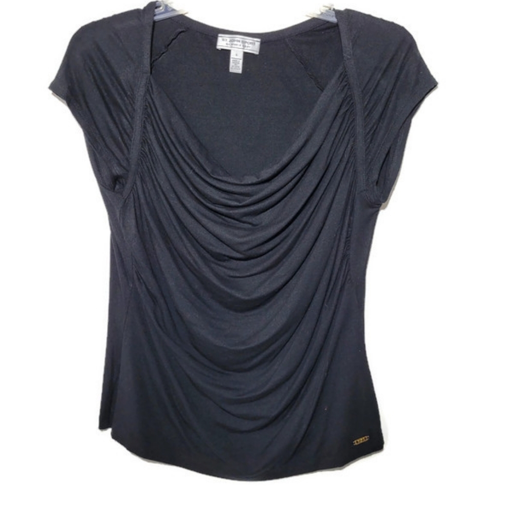St John Black Form Flattering Top Size Large